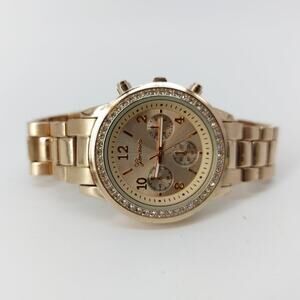 Geneva Rose Gold Tone Bracelet #11184 Rhinestones Stainless